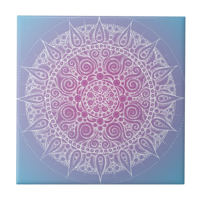 Pretty Purple/Blue Oriental Design Tile (Front)