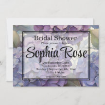 Pretty purple blue watercolor floral bridal shower