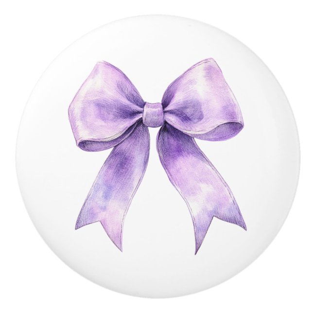 Pretty Purple Bow   Ceramic Knob (Front)
