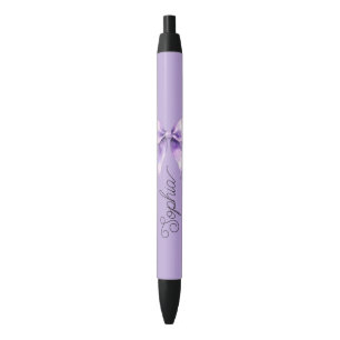 Pretty Purple Bow Personalised Name Black Ink Pen