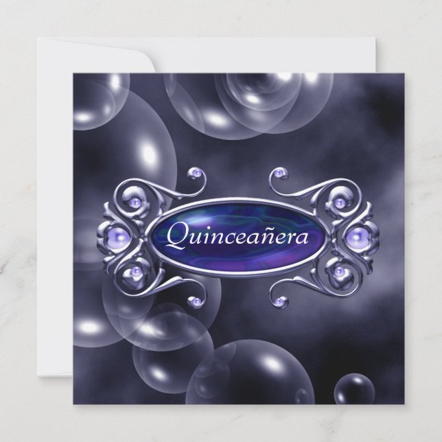 Pretty Purple Bubbles Quinceanera Invitation (Front)