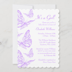 Pretty Purple Butterfly Baby Shower Invitation