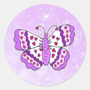 Pretty Purple Butterfly Classic Round Sticker