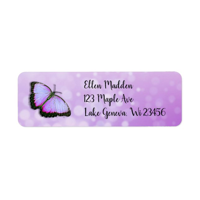 Pretty Purple Butterfly Return Address Label (Front)