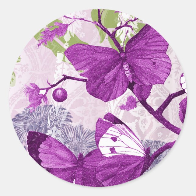 Pretty Purple Butterfly Sticker (Front)