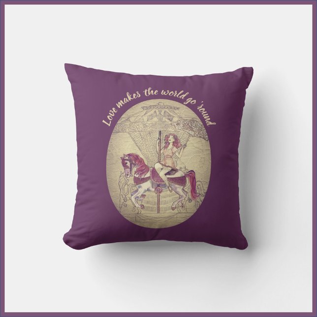 Pretty Purple Carousel Illustration and Quote Cushion (Creator Uploaded)