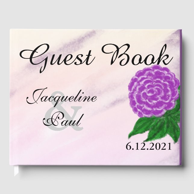 Pretty Purple Cream Floral Watercolor Wedding Book (Front)