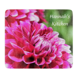 Pretty Purple Dahlia Personalised Cutting Board