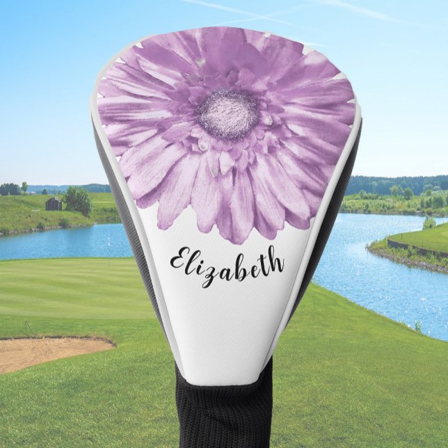 Pretty purple daisy flower custom name ladies golf head cover (Creator Uploaded)