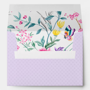Pretty Purple Dots Chinoiserie Flowers Liner Envelope