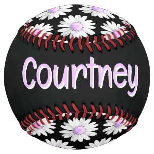 Pretty Purple Dotted Daisy's (personalise) Softball