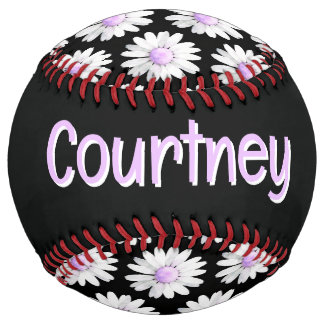 Pretty Purple Dotted Daisy's (personalise) Softball