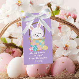 Pretty Purple Easter Bunny Customisable Kids Gift Tags