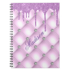 Pretty Purple Elegant Glitter Jewels Name Notebook