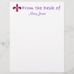 Pretty Purple Fleur de Lis Custom Stationery