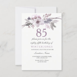 Pretty Purple Floral 85th Birthday Party Invite