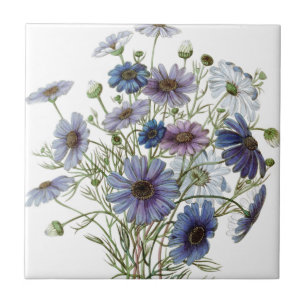 Pretty Purple Floral Ceramic Tile