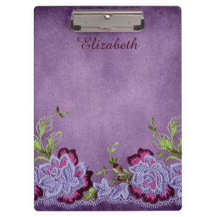 Pretty Purple Floral Clipboard