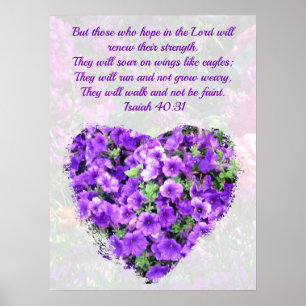 PRETTY PURPLE FLORAL ISAIAH 40:31 VERSE ORIGINAL POSTER