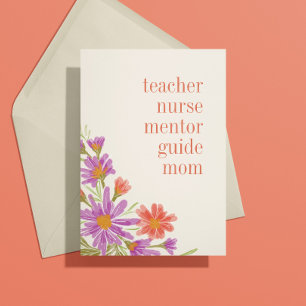 Pretty Purple Floral Mum is Everything Mothers Day Card