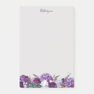 Pretty Purple Floral Name Post-it Notes