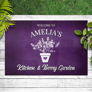 Pretty Purple & Floral Personalized Welcome Doormat