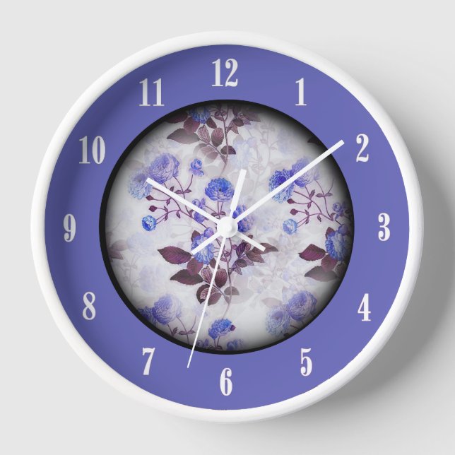 Pretty Purple Floral Twelve Numerals Clock (Front)