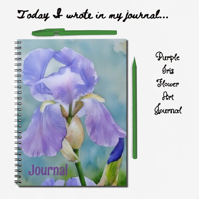 Pretty Purple Flower Iris Art Journal Personalise (Pretty Iris Flower Art Journal)