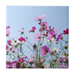 Pretty Purple Flower Meadow Ceramic Tile