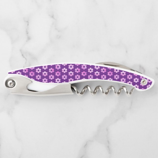 Pretty Purple Flower Pattern Corkscrew (Front)