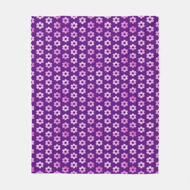 Pretty Purple Flower Pattern Fleece Blanket (Front)