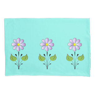 Pretty Purple Flower PatternTurquoise Unique Pillowcase