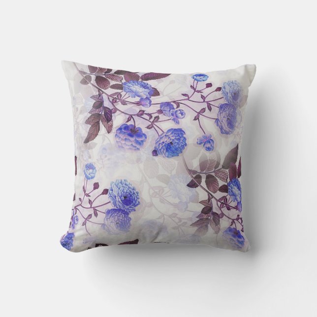 Pretty Purple Flower Print Cushion (Front)