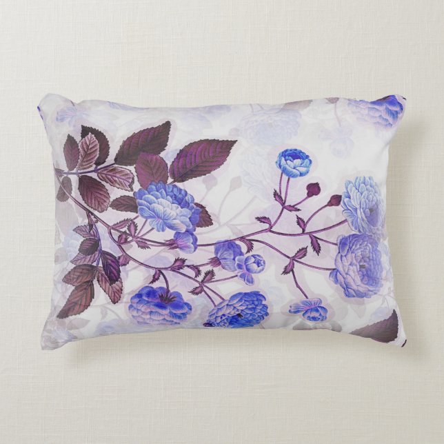 Pretty Purple Flower Print Decorative Cushion (Front)