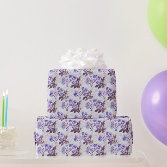 Pretty Purple Flower Print Wrapping Paper (Party Gifts)