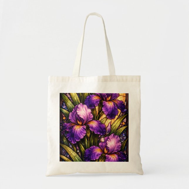 Pretty purple flowered tote bag! bag (Front)