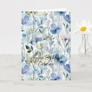 Pretty Purple Flowers Birthday Card