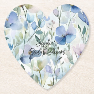 Pretty Purple Flowers Bridal Shower Paper Coaster