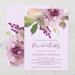 Pretty Purple Flowers   Brunch and Bubbly Invitation
