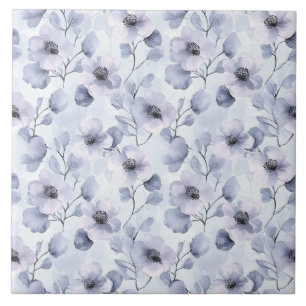Pretty Purple Flowers Ceramic Tile