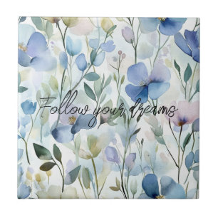 Pretty Purple Flowers Ceramic Tile