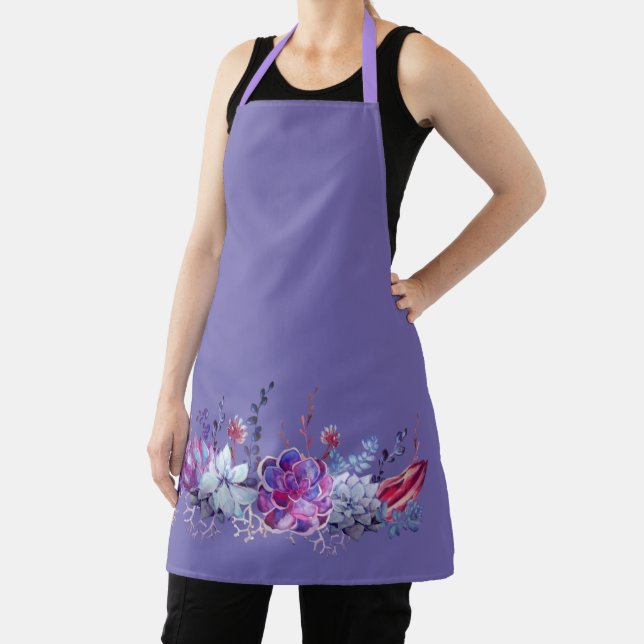 Pretty Purple Flowers Custom Background Apron (Insitu)