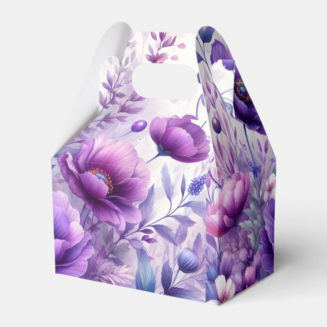 Pretty Purple Flowers Favour Box (Front Side)