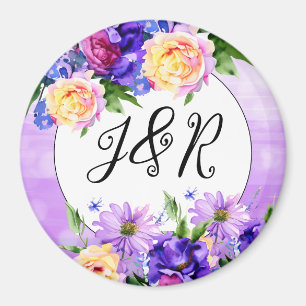 Pretty Purple Flowers Floral Wedding Personalised Magnet