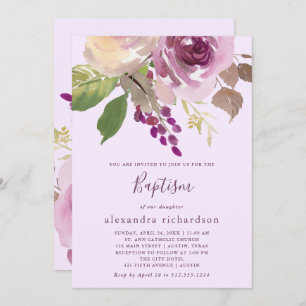 Pretty Purple Flowers   Holy Baptism Invitation