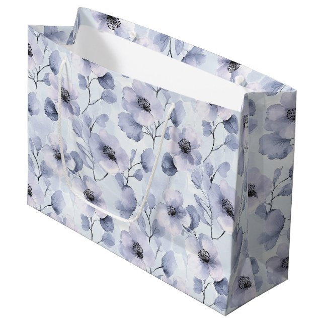 Pretty Purple Flowers Large Gift Bag (Front Angled)