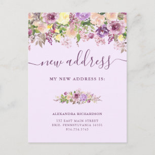 Pretty Purple Flowers   Moving Announcement Postcard