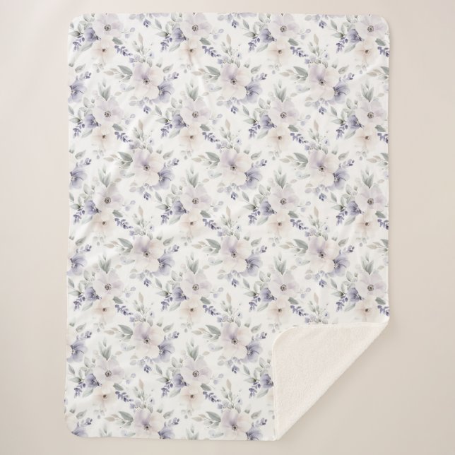 Pretty Purple Flowers   Sherpa Blanket (Front)