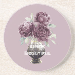 Pretty Purple Flowers Vase Coaster
