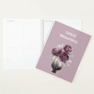 Pretty Purple Flowers Vase Planner